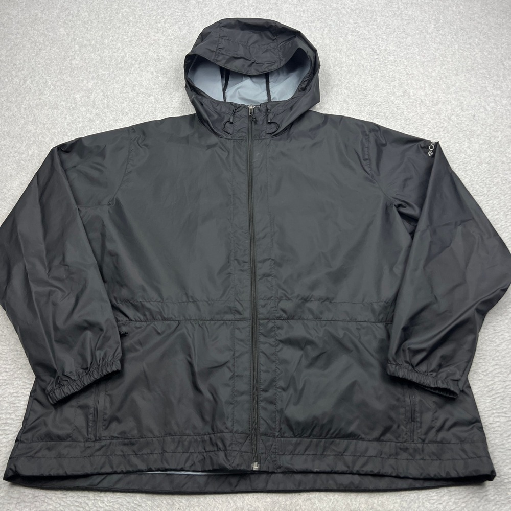 Columbia Flash Forward Hooded Windbreaker Womens 2X Black Full Zip Rain Jacket